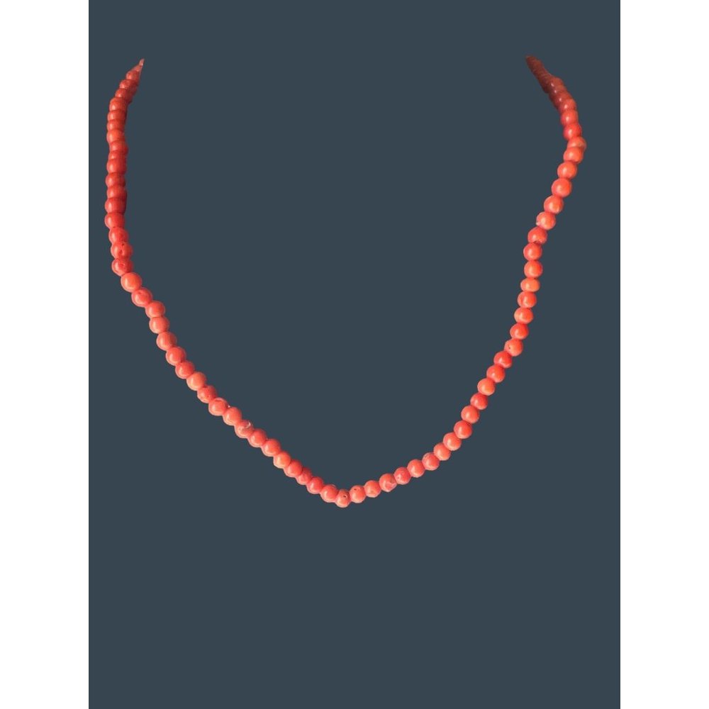 Real Italian Mediterranean Coral Necklace 16 Orange Gold Clasp Sicily